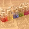 Colorful 8ml Small Empty Bottle Car Fragrance Transparent Glass Square Perfume Bottle with Wooden Cap Hanging Rope