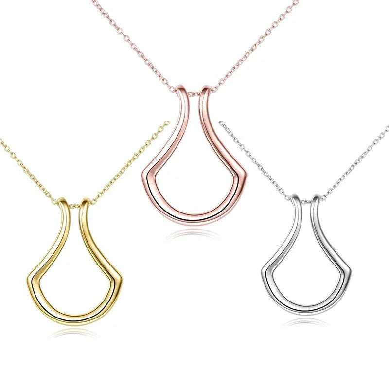 2025 New Creative Stainless Steel U Shaped Gold or Silver or Rose Gold Plated Pendant Necklace Gift for Wife Girlfriend