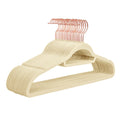 Wholesale Custom 24 Pack Non slip Rose Gold Bulk Clothes Hangers with Swivel Hook Beige Cloth Velvet Hangers