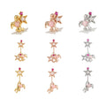 2025 Women's Fashion Jewelry Cute Bear Piercing Ear Bone Stud Santa Hat Star Gold Zircon Christmas Drop Earrings for Girls