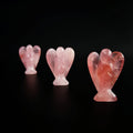 Huiying Natural Hand Carved Precious Rose Quartz Crystal Stone Angel Craft Carving for Gift Crafts 1.5 Inch