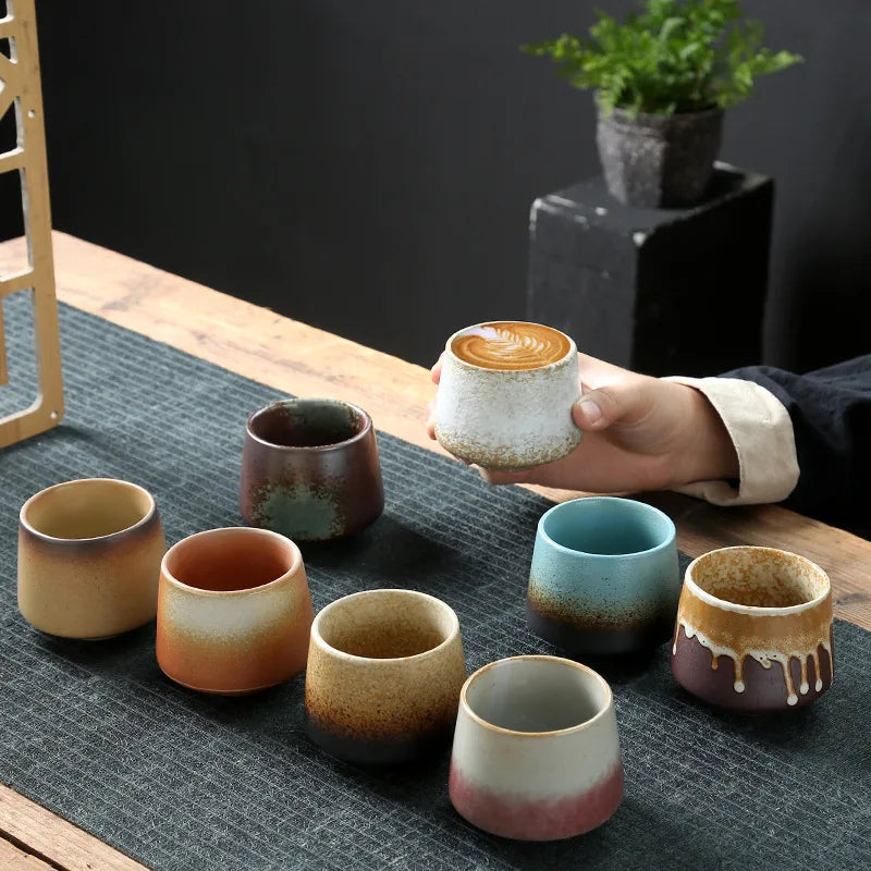 Best Selling Japanese Style Pottery Cup Customize Logo Ceramic Coffee Mugs Milk Breakfast Cup