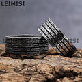 Custom Unique Mens Punk Vintage Stainless Steel Hand Crafted Tree Trunk Band Rings for Men Women Size 7-13