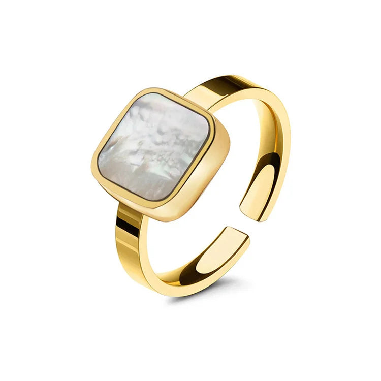 Wholesale Party Jewelry Stainless Steel Cuff Ring Shell Pearl Pearl Rings