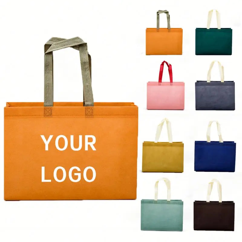 Wholesale Eco-friendly Colorful Logo Printed Custom Size Non Woven Shopping Tote Bags with Custom Logo