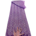 Haute Couture Heavy Sequins With Beaded Embroidered Purple Beaded Fancy Fabric