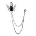 Brand New Fashion Lapel Pins Vintage Crown Eagle Brooches Retro Breastpin With Double Tassels Chain