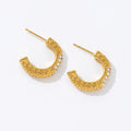 Hypoallergenic Vintage 18K Gold Stainless Steel Dot Waterproof Zircon CC Stud Earrings