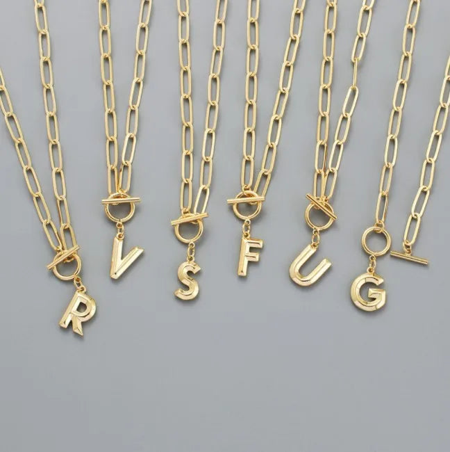 New Letter Pendant Necklace Copper with Gold Plated Trend Hip Hop DIY Letter Pendant Necklace