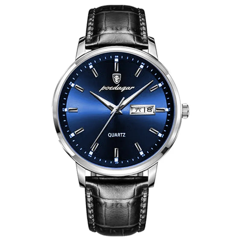 POEDAGAR 832 Watch Top Brand Leather Band Watch 30m Waterproof Luminous Date Clock Sport Watches Mens Quartz Wristwatch