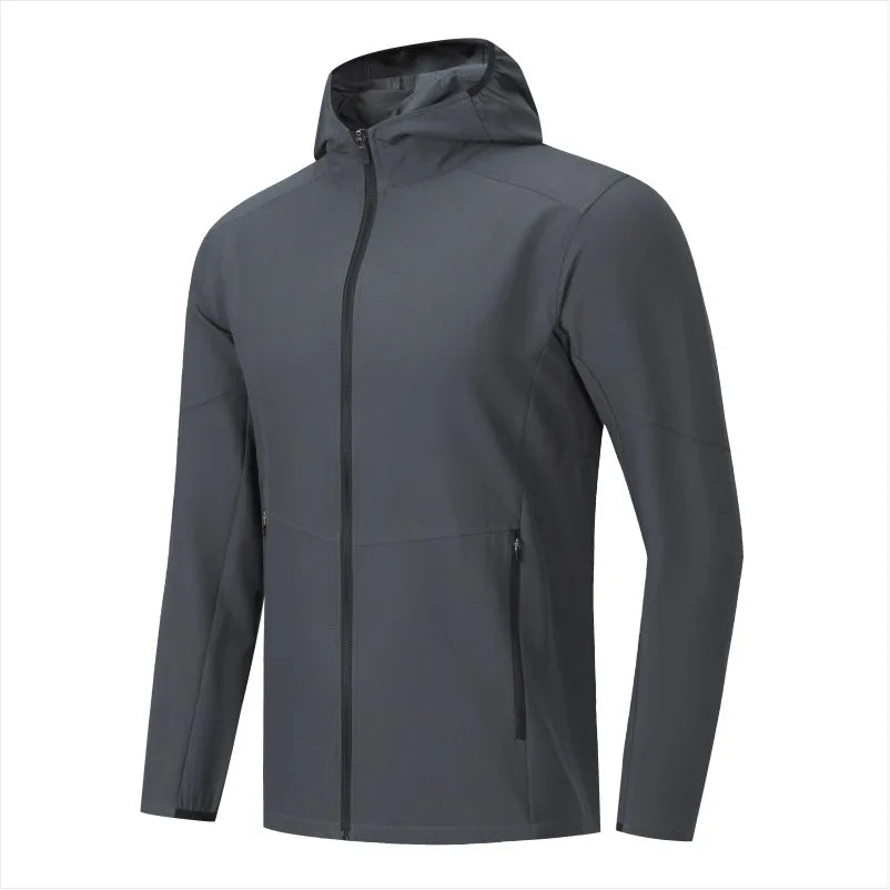 Spring and Autumn New Men's Anorak Windproof Warm Sports Jacket Solid Color Casual Running Fitness Clothes