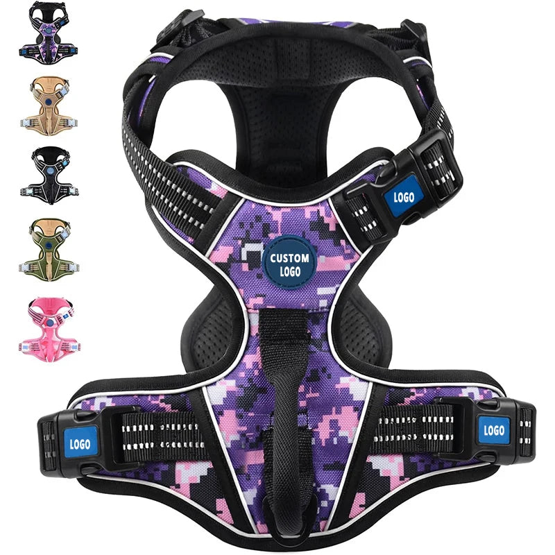 Hot Sale Anti-Loss Pet Harness Outdoor Travel Medium and Large Dog Harness Golden Retriever Husky Dog Harness With Name Tag