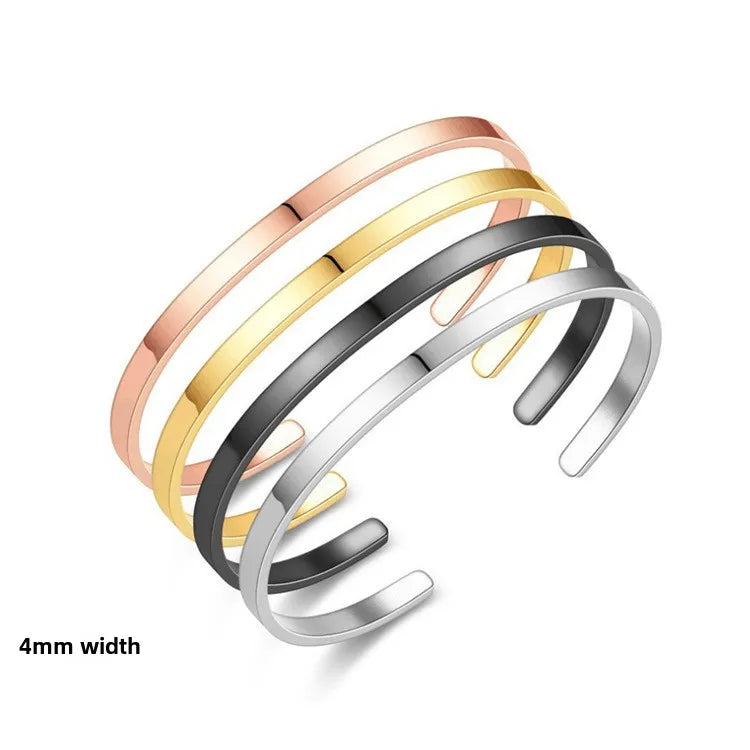 Simple Fashion Titanium Steel Open Cuff Bracelet DIY Stainless Steel Trendy Hand Jewelry for Casual Hip Hop Personality