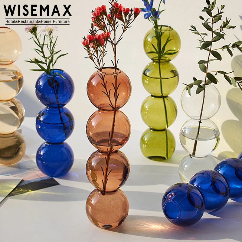 WISEMAX FURNITURE Modern Hotel Restaurant Table Flower Vase Home Decorative Table Top Hydroponic Vases for Living Room Decor