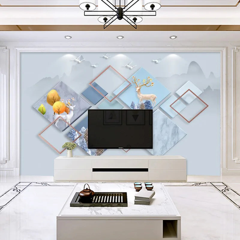 8d Light Luxury Geometric Nordic Tv Background Wallpaper Wall Covering Living Room 3D Stereoscopic Film And Television Mural 5d