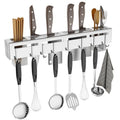 Helpful Stainless Steel Knife Holder Wall-mounted Chopstick Holder Punch-free Thickened Kitchen Storage Rack