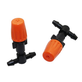 Garden Irrigation 1/4 Inch Adjustable Misting Cooling Nozzles Plastic Mist Fogger With Tee Connector for 4/7 mm Hose