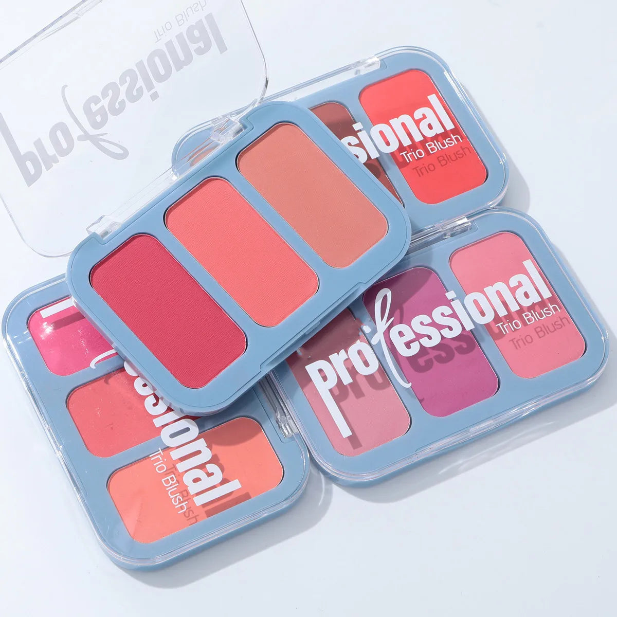 Wholesale Custom Logo Multi Function Makeup High Pigment Cheek Blusher Private Label Cosmetic Natural Trio Blush