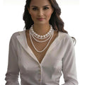 Exaggerated Multilayer Big Imitated Pearl Beaded Choker Necklace Set for Women Elegant Lady Long Chain Necklaces Fashion Jewelry