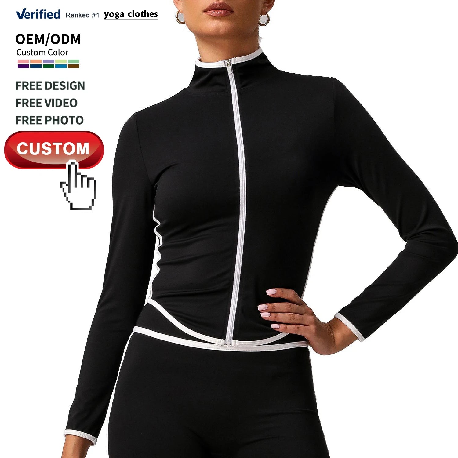 Premium Sense of Colour Collision Sports Yoga Jacket Quick-Drying up Long-Sleeved Jacket Fashion Outdoor Fitness Clothing Tops