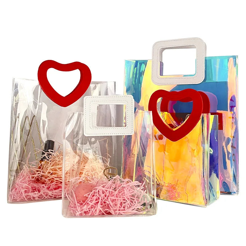 Wholesale  Clear Laser Holographic PVC Transparent Tote Hand Bag
