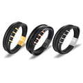 Luxury Men's Multi-Layer Stainless Steel Leather Bracelet Custom 3 Colors Braided Magnetic Clasp Male Bangles Fashion Accessory