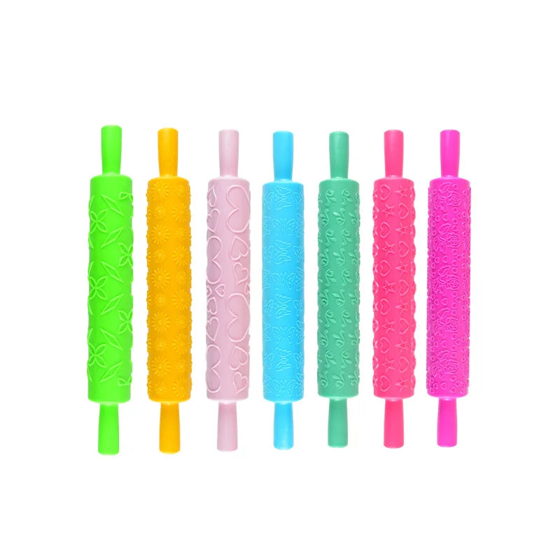 Plastic Pattern Cookie Rolling Pin Multi-functional Home DIY Cake Fondant Decorating Embossed Baking Tool