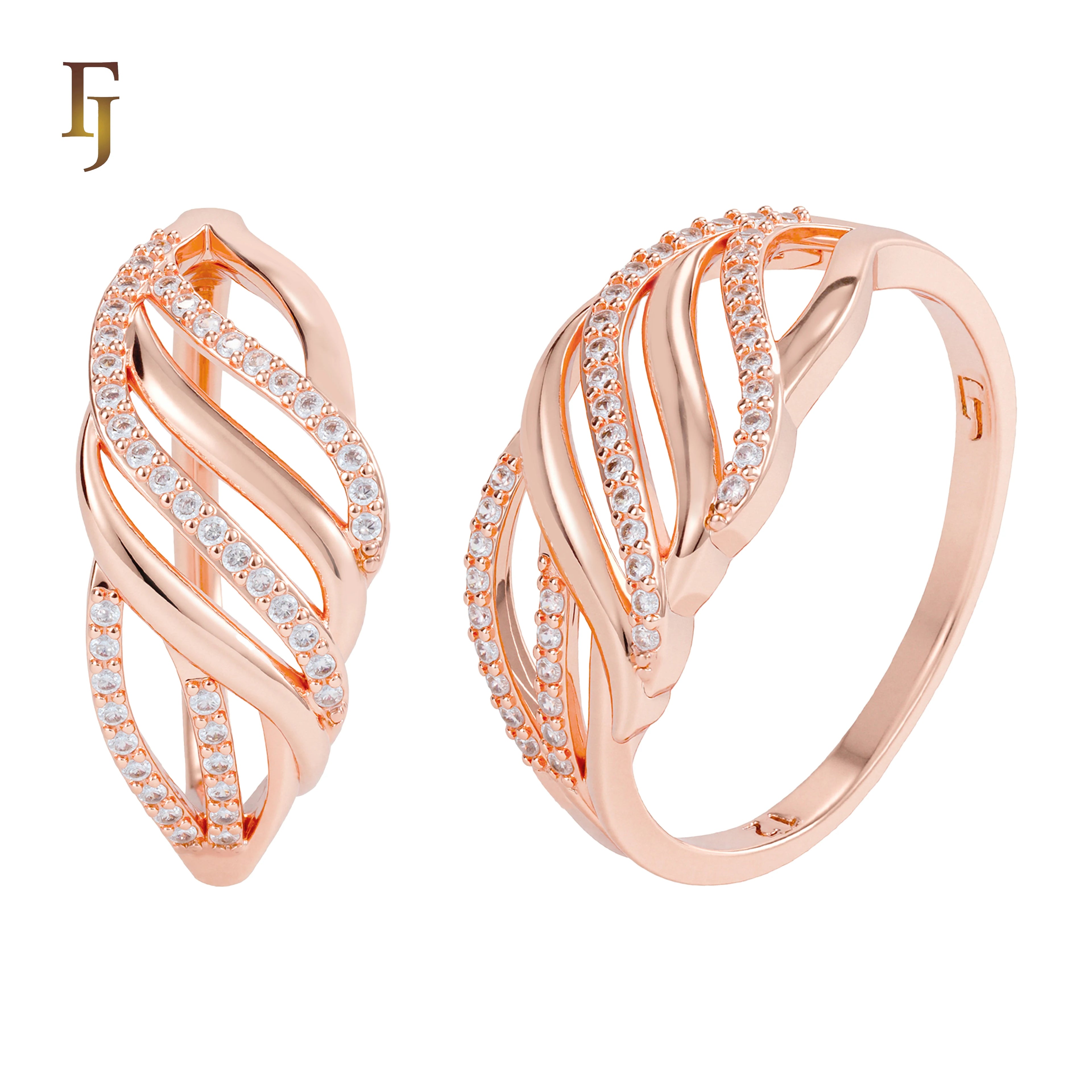 FJ Fallon Fashion Jewelry Fashion Rings Plated in Rose Gold Brass Based