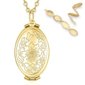Multilayer Foldable Vintage Flower Pattern Gold Plated Jewelry Oval Shaped Photo Locket Pendant Necklace for Women