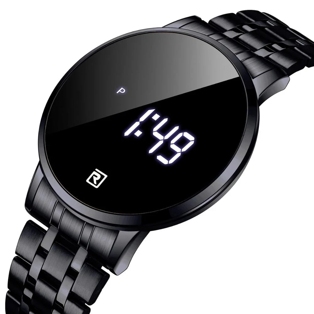 Fashion REWARD 51001 Men's Watch Luxury Waterproof Watch for Men with LED Display Stainless Steel Band Business Male Wristwatch
