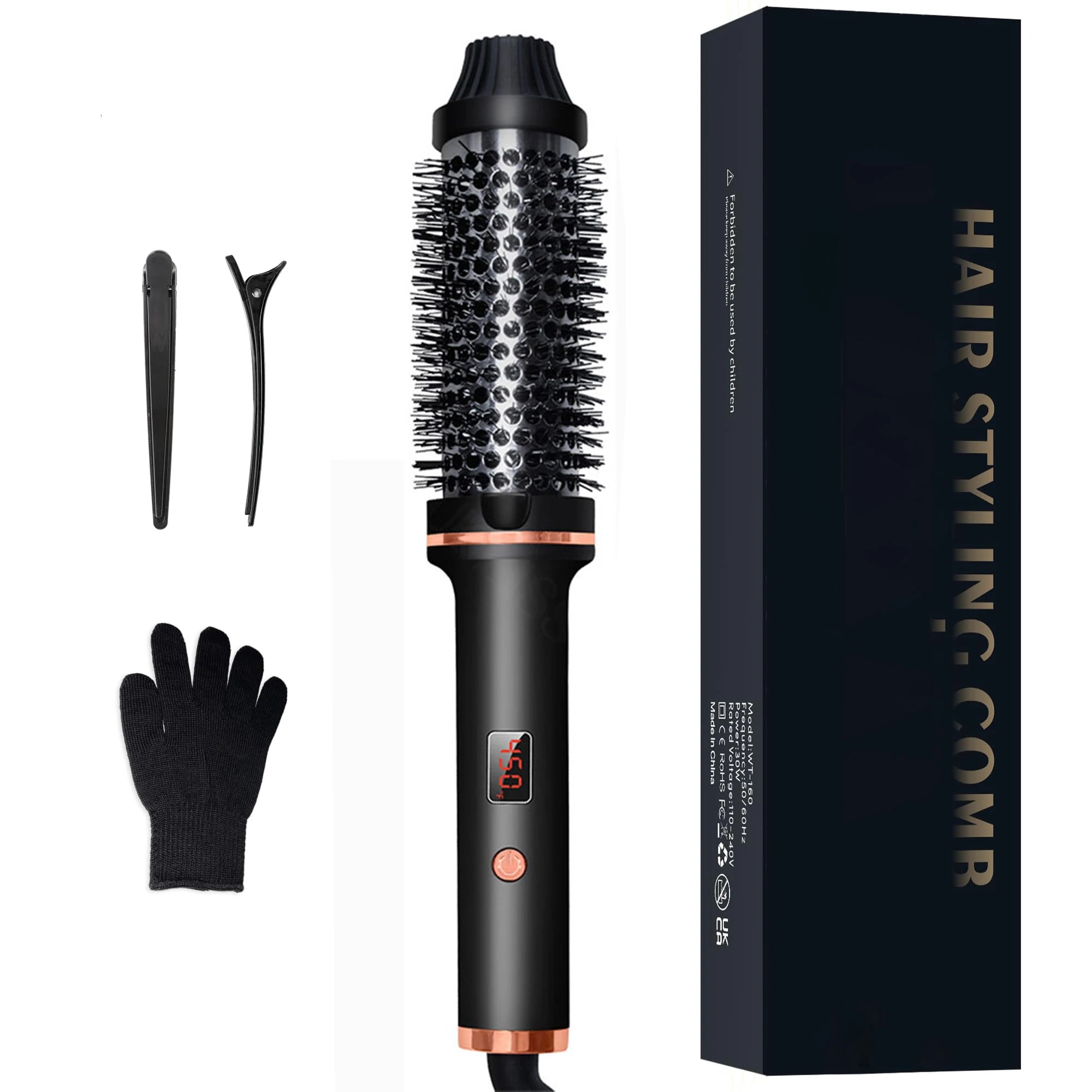Thermal Dual Voltage Ionic Hair Heated Round 3-in-1 Hair Multi-Styler Hair Curling Heating Comb Straightener Hot Curl Wand Brush