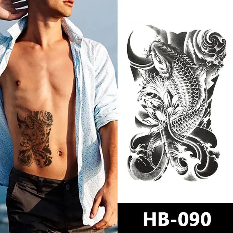 Customized Sticker Tattoo 3D Color Custom Pattern Animal Totem Skull Flower Temporary Tattoo Sticker for Man
