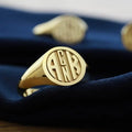 Fashionable Initial Signet Ring18k Gold Plated Monogram Initials Signet Ring 2 Letter Initial Couple Rings