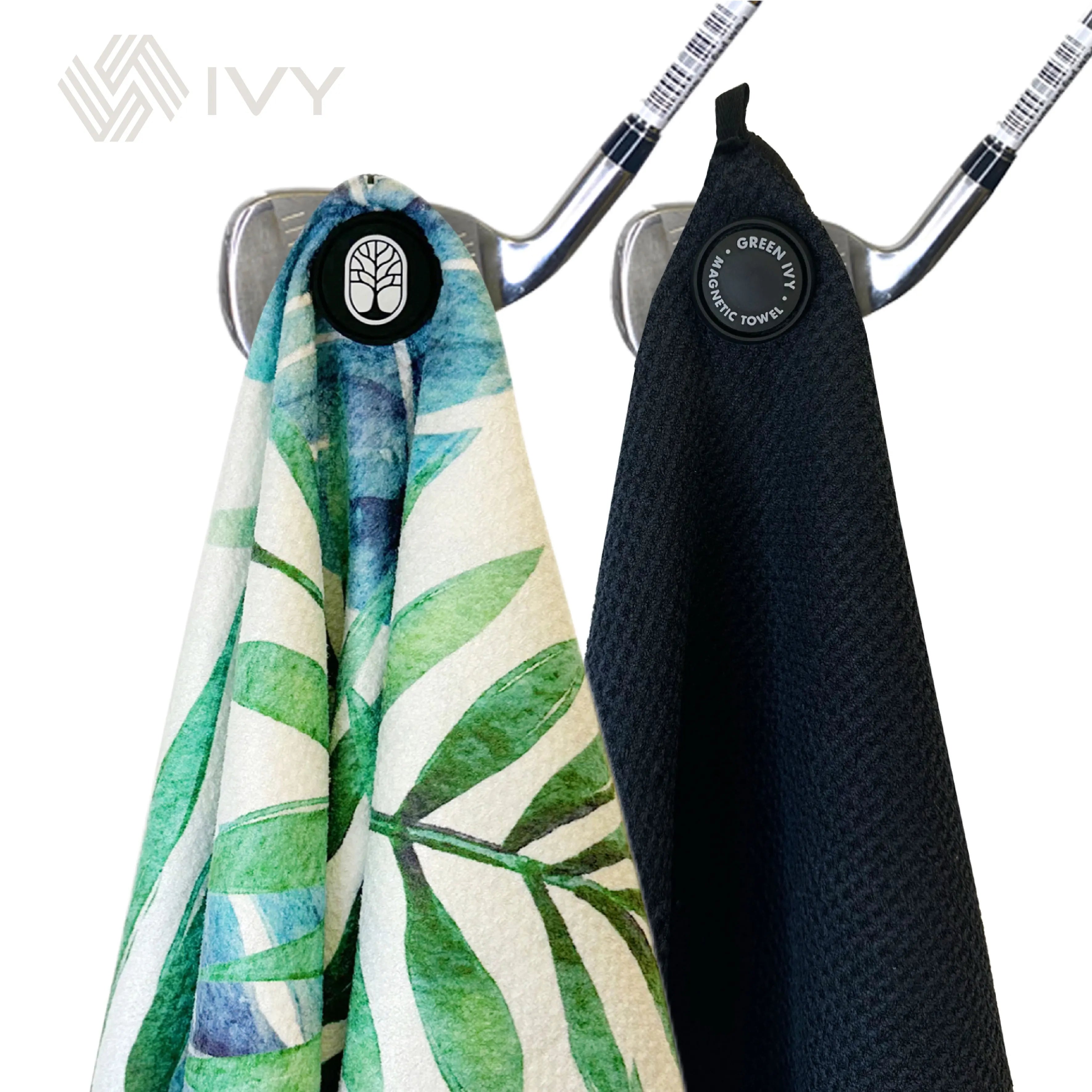 Custom Printed Pineapple Check Waffle Golf Towel Magnetic Microfiber Polyester Embroidered Sports Personalized Travel Camp