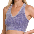 Custom Polyester Spandex Elastic Acid Washed Ribbed Crop Top Women's Gym Fitness Yoga Crop Top Outdoor Activity Tank Tops
