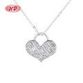 Fashion Custom Pendant Love Heart Zirconia 925 Sterling Silver Stainless Steel Necklaces for Women