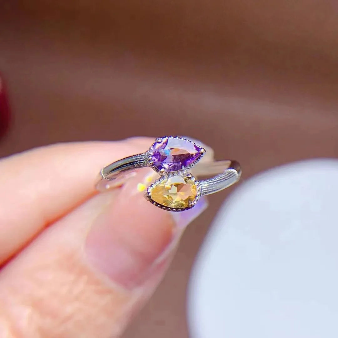 Good Price 925 Sterling Silver Trendy Female Natural Crystal Handmade Women's Rings for Sale