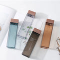 Top Seller Eco Friendly Portable 16oz square Plastic Water Bottles Bamboo Lid clear Plastic Bottle Tumblers Drink Bottles