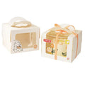Elegant Custom White Cardboard Cake Box Silk Elegant Paper Packaging with Embossed PVC Window Ribbon for Luxury Baking Displays