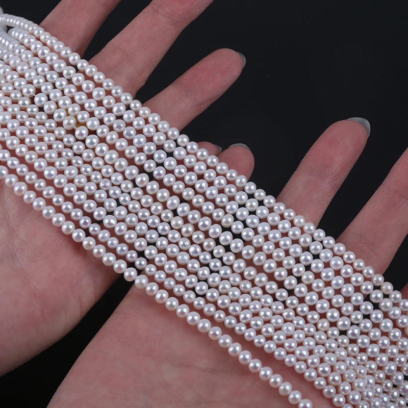 Factory Wholesale 4-4.5mm Real Pearl Strand Necklace  Chinese Akoya Round Natural Freshwater Pearls for Jewelry Making