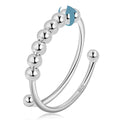 New Arrival Open Adjustable Size 925 Sterling Silver Rotating Beads Relief Fidget Anti Anxiety Ring for Women