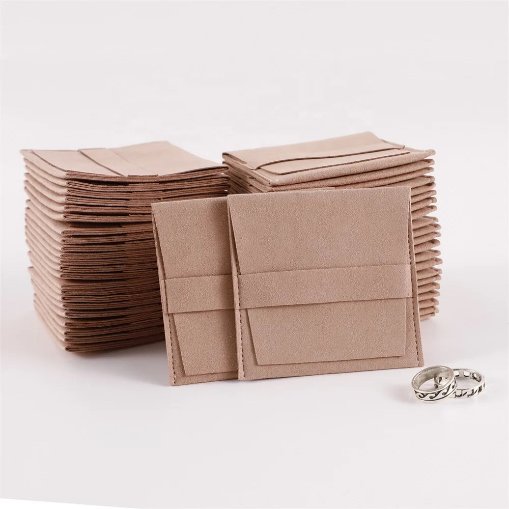 PUPPYSEW No logo Pink Jewelry Pouch Bag Microfiber Envelope Flap Packaging Bags Microfiber Necklace Earrings  Packaging Bag