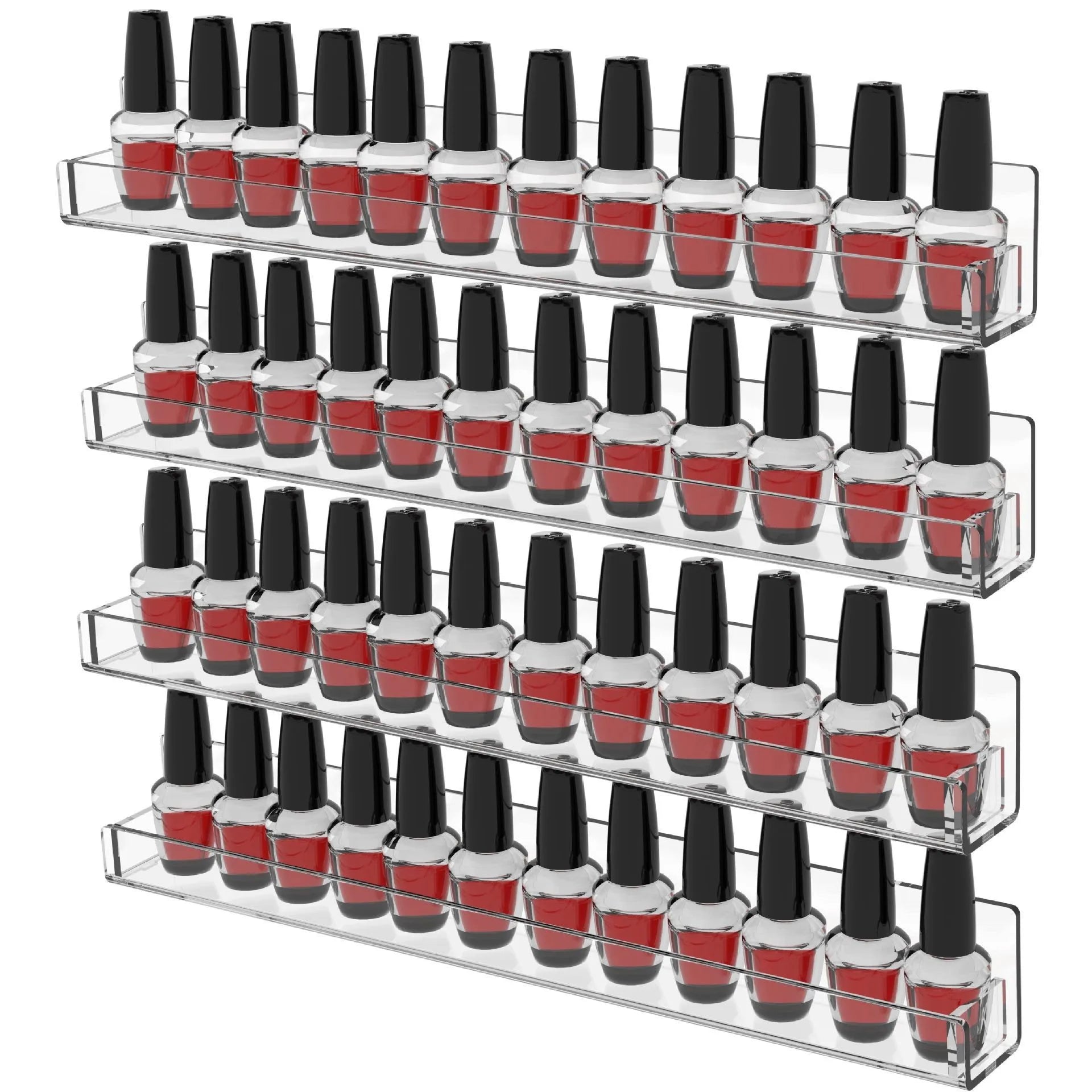Nail Polish 4pcs Set Organizer Shelves Wall Mount Display Rack Makeup Bottles Holder Storage for Nail Salon Dress Room