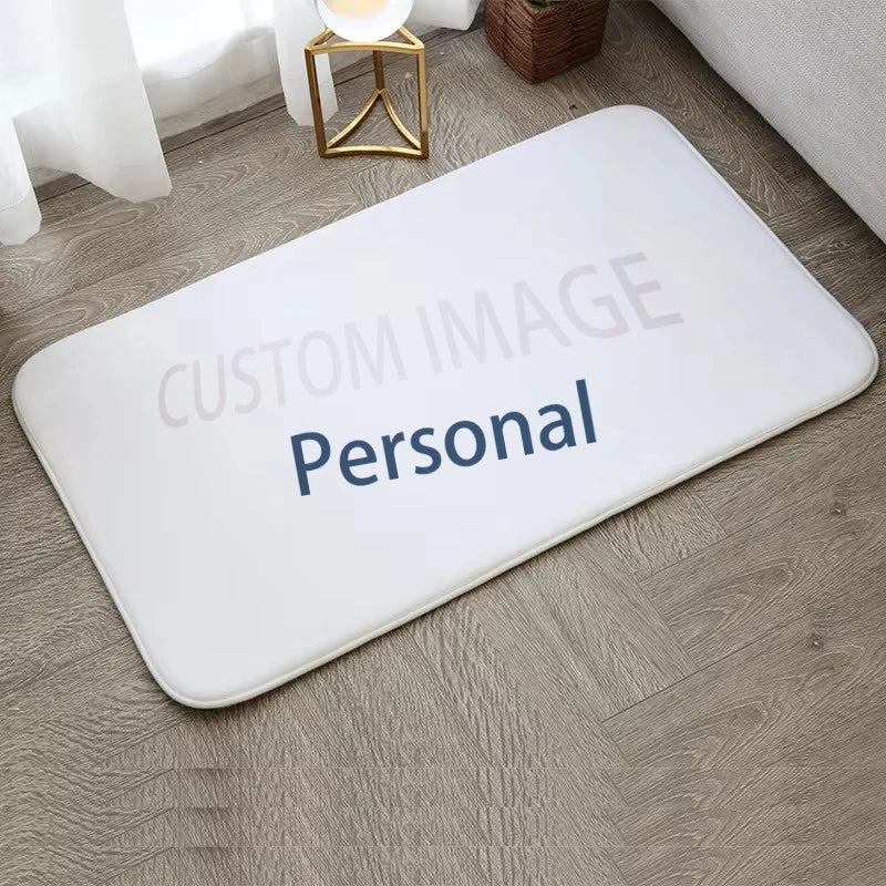 CHAKME Novelty White Bath Mat Elastic Microfiber Bathroom Rug with Memory Foam Printed Design Style