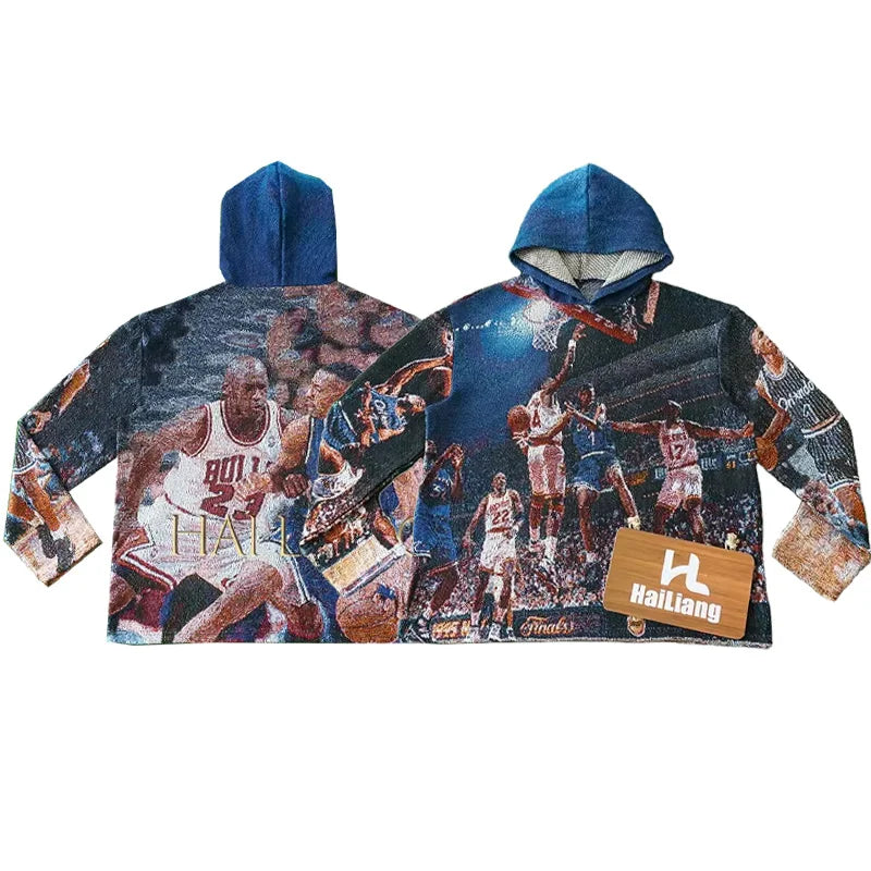 Fashion Oversized Tapestry Hoodies High Street Men's Clothing Manufacturer Hip Hop Casual Jacquard Tapestri Hoodie for Men