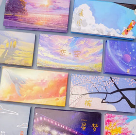 Office Stationery Foil Cherry Bloom Sky Stars Self-adhesive Memo Pads Sticky Notes Pad Stationery Supplies Gift Box Swrap