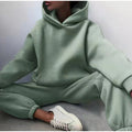 Women Casual Fleece Sports Sets Warm Hoodie Long Pant Suits Active Wears Two Piece Sweatshirts Tracksuit Sets