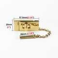 Women's Rectangle Bag Lock with Chain Twist Lock Clasp Closure for Handbag Purse Hardware Closure DIY Metal Bag Accessories