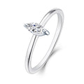 YILUN Classic Style 925 Sterling Silver Marquise Cut Cubic Zircon Solitaire Ring Rhodium Plated for Weddings and Parties MegaBDM
