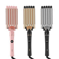 Mesky Small pink Custom Long Barrel Deep Waver Wand  Oval 400 Degrees Gold Hot 3 in 1 Auto Rotating Curling Iron